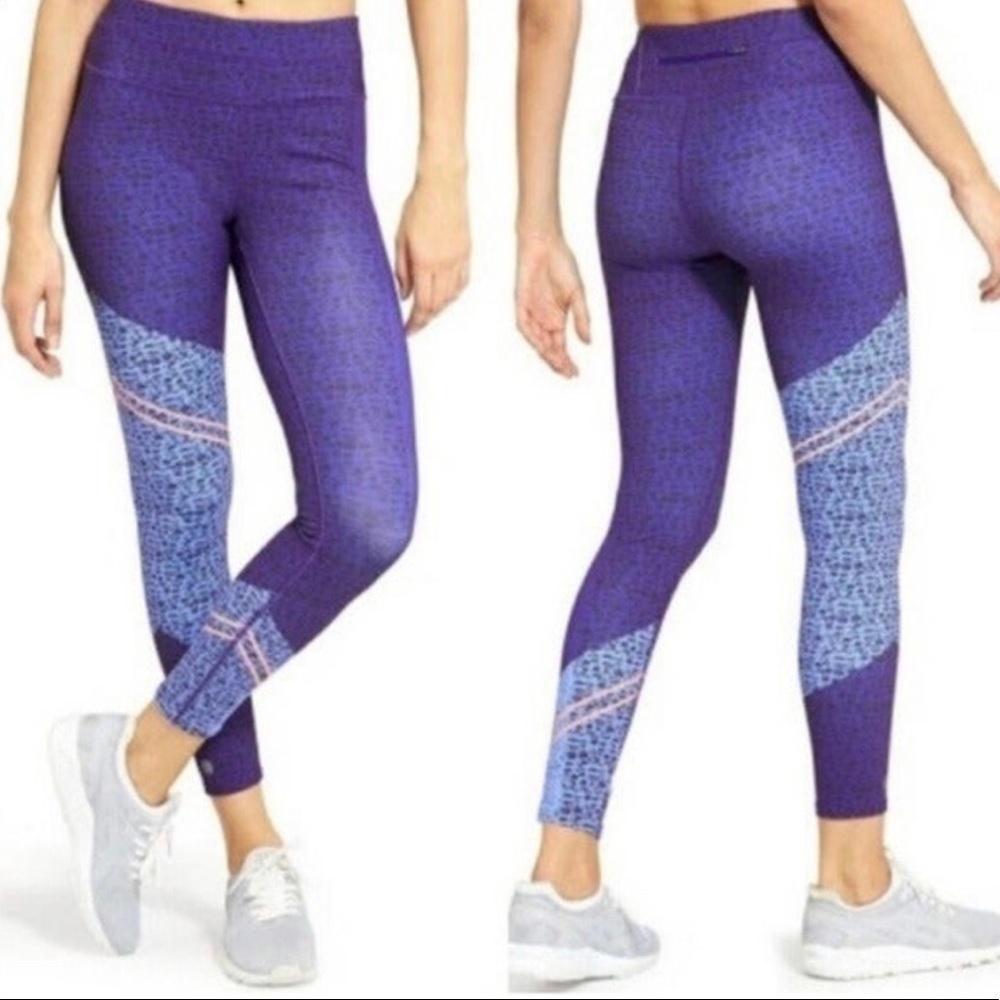 Athleta Leggings Asym Camo Sonar 7/8 Compression Tights Mixed Print  Medium